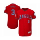 Men's Los Angeles Angels of Anaheim #3 Taylor Ward Authentic Red 2016 Father's Day Fashion Flex Base Baseball Player Jersey