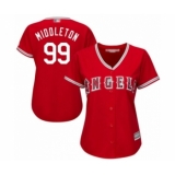 Women's Los Angeles Angels of Anaheim #99 Keynan Middleton Authentic Red Alternate Cool Base Baseball Player Jersey