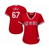 Women's Los Angeles Angels of Anaheim #67 Taylor Cole Authentic Red Alternate Cool Base Baseball Player Jersey