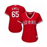 Women's Los Angeles Angels of Anaheim #65 Jake Jewell Authentic Red Alternate Cool Base Baseball Player Jersey