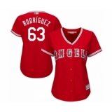 Women's Los Angeles Angels of Anaheim #63 Jose Rodriguez Authentic Red Alternate Cool Base Baseball Player Jersey