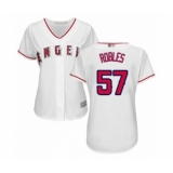 Women's Los Angeles Angels of Anaheim #57 Hansel Robles Authentic White Home Cool Base Baseball Player Jersey