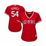 Women's Los Angeles Angels of Anaheim #54 Jose Suarez Authentic Red Alternate Cool Base Baseball Player Jersey