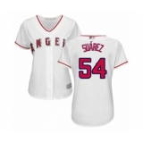 Women's Los Angeles Angels of Anaheim #54 Jose Suarez Authentic White Home Cool Base Baseball Player Jersey