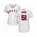 Women's Los Angeles Angels of Anaheim #51 Jaime Barria Authentic White Home Cool Base Baseball Player Jersey