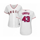 Women's Los Angeles Angels of Anaheim #43 Patrick Sandoval Authentic White Home Cool Base Baseball Player Jersey
