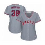 Women's Los Angeles Angels of Anaheim #38 Justin Anderson Authentic Grey Road Cool Base Baseball Player Jersey