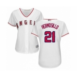 Women's Los Angeles Angels of Anaheim #21 Michael Hermosillo Authentic White Home Cool Base Baseball Player Jersey