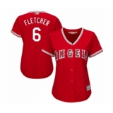 Women's Los Angeles Angels of Anaheim #6 David Fletcher Authentic Red Alternate Cool Base Baseball Player Jersey