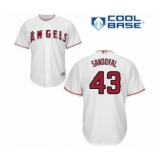 Youth Los Angeles Angels of Anaheim #43 Patrick Sandoval Authentic White Home Cool Base Baseball Player Jersey