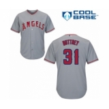 Youth Los Angeles Angels of Anaheim #31 Ty Buttrey Authentic Grey Road Cool Base Baseball Player Jersey