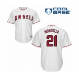 Youth Los Angeles Angels of Anaheim #21 Michael Hermosillo Authentic White Home Cool Base Baseball Player Jersey