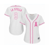 Women's Los Angeles Angels of Anaheim #9 Tommy La Stella Authentic White Fashion Cool Base Baseball Jersey