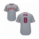 Youth Los Angeles Angels of Anaheim #8 Justin Upton Authentic Grey Road Cool Base Baseball Jersey