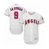 Men's Los Angeles Angels of Anaheim #9 Tommy La Stella White Home Flex Base Authentic Collection Baseball Jersey