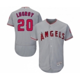 Men's Los Angeles Angels of Anaheim #20 Jonathan Lucroy Grey Road Flex Base Authentic Collection Baseball Jersey