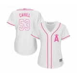 Women's Los Angeles Angels of Anaheim #53 Trevor Cahill Replica White Fashion Cool Base Baseball Jersey