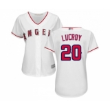 Women's Los Angeles Angels of Anaheim #20 Jonathan Lucroy Replica White Home Cool Base Baseball Jersey