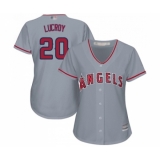 Women's Los Angeles Angels of Anaheim #20 Jonathan Lucroy Replica Grey Road Cool Base Baseball Jersey