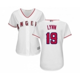 Women's Los Angeles Angels of Anaheim #19 Fred Lynn Replica White Home Cool Base Baseball Jersey