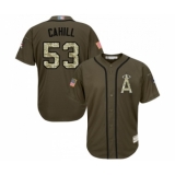 Youth Los Angeles Angels of Anaheim #53 Trevor Cahill Authentic Green Salute to Service Baseball Jersey