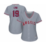 Women's Los Angeles Angels of Anaheim #19 Fred Lynn Replica Grey Road Cool Base Baseball Jersey