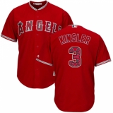 Men's Majestic Los Angeles Angels of Anaheim #3 Ian Kinsler Authentic Red Team Logo Fashion Cool Base MLB Jersey
