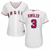 Women's Majestic Los Angeles Angels of Anaheim #3 Ian Kinsler Authentic White Home Cool Base MLB Jersey