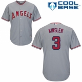 Youth Majestic Los Angeles Angels of Anaheim #3 Ian Kinsler Authentic Grey Road Cool Base MLB Jersey