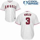 Youth Majestic Los Angeles Angels of Anaheim #3 Ian Kinsler Authentic White Home Cool Base MLB Jersey