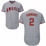Men's Majestic Los Angeles Angels of Anaheim #2 Andrelton Simmons Grey Road Flex Base Authentic Collection MLB Jersey