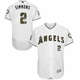 Men's Majestic Los Angeles Angels of Anaheim #2 Andrelton Simmons Authentic White 2016 Memorial Day Fashion Flex Base MLB Jersey