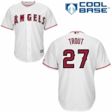 Youth Majestic Los Angeles Angels of Anaheim #27 Mike Trout Authentic White Home Cool Base MLB Jersey