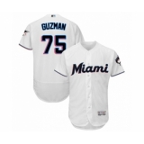 Men's Miami Marlins #75 Jorge Guzman White Home Flex Base Authentic Collection Baseball Player Jersey