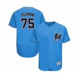 Men's Miami Marlins #75 Jorge Guzman Blue Alternate Flex Base Authentic Collection Baseball Player Jersey