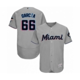 Men's Miami Marlins #66 Jarlin Garcia Grey Road Flex Base Authentic Collection Baseball Player Jersey