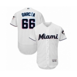 Men's Miami Marlins #66 Jarlin Garcia White Home Flex Base Authentic Collection Baseball Player Jersey