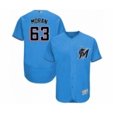 Men's Miami Marlins #63 Brian Moran Blue Alternate Flex Base Authentic Collection Baseball Player Jersey