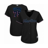 Women's Miami Marlins #75 Jorge Guzman Authentic Black Alternate 2 Cool Base Baseball Player Jersey