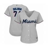 Women's Miami Marlins #74 Jose Quijada Authentic Grey Road Cool Base Baseball Player Jersey