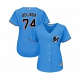 Women's Miami Marlins #74 Jose Quijada Authentic Blue Alternate 1 Cool Base Baseball Player Jersey