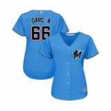 Women's Miami Marlins #66 Jarlin Garcia Authentic Blue Alternate 1 Cool Base Baseball Player Jersey