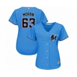 Women's Miami Marlins #63 Brian Moran Authentic Blue Alternate 1 Cool Base Baseball Player Jersey