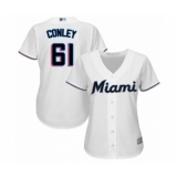 Women's Miami Marlins #61 Adam Conley Authentic White Home Cool Base Baseball Player Jersey