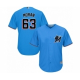 Youth Miami Marlins #63 Brian Moran Authentic Blue Alternate 1 Cool Base Baseball Player Jersey