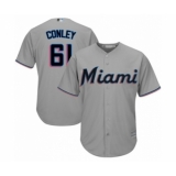 Youth Miami Marlins #61 Adam Conley Authentic Grey Road Cool Base Baseball Player Jersey