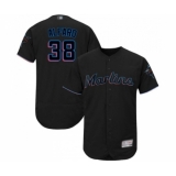 Men's Miami Marlins #38 Jorge Alfaro Black Alternate Flex Base Authentic Collection Baseball Jersey