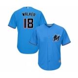 Men's Miami Marlins #18 Neil Walker Replica Blue Alternate 1 Cool Base Baseball Jersey