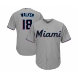 Men's Miami Marlins #18 Neil Walker Replica Grey Road Cool Base Baseball Jersey