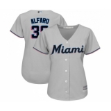 Women's Miami Marlins #38 Jorge Alfaro Replica Grey Road Cool Base Baseball Jersey